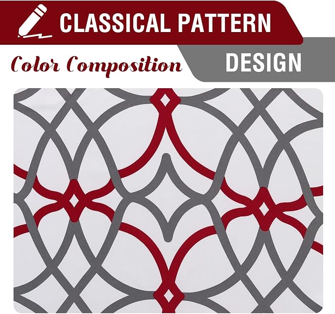 H.VERSAILTEX Blackout Curtains 84 inch Length 2 Panels Set Thermal Curtains & Drapes Window Treatment Noise Reducing Geometric Modern Grommet Living Room Curtains for Bedroom - Burgundy and Gray - Image 6