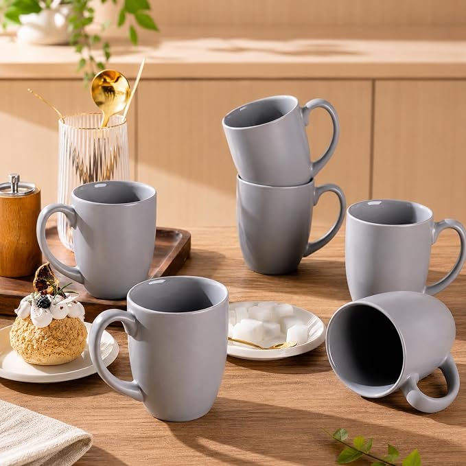 AmorArc 12 OZ Coffee Mugs, Matte Gray Coffee Cups with Large Handle for Man, Woman, Ceramic Coffee Mugs Set of 12 for Latte/Cappuccino/Cocoa/Milk, Dishwasher & Microwave Safe - Image 7