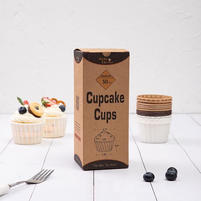Bake Choice 50pcs Natural Cupcake Baking Cups, Heavy Duty Parchment Paper | Unbleached, Food-grade Muffin Liners 3.5oz for Muffin, Dessert - Image 5