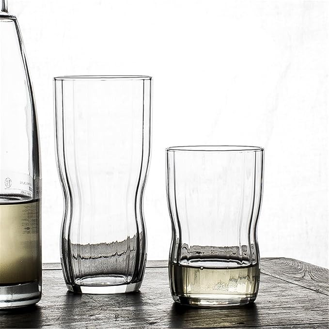 Tea Cup Clear Lead-free Drinking Glasses Ribbed Glassware Water for Cocktails(Small) - Image 7