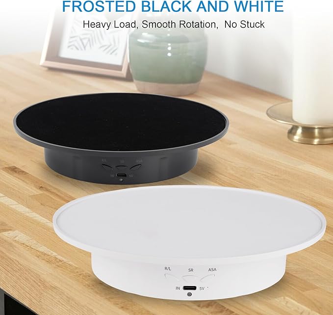 Motorized Rotating Display Stand, 360 Degree Electric Rotating Turntable with Velvet Top, 7.87inch /17.6lbs Load Automatic Mute Lazy Susan for Photography Products Jewelry 3D Model, White Stand