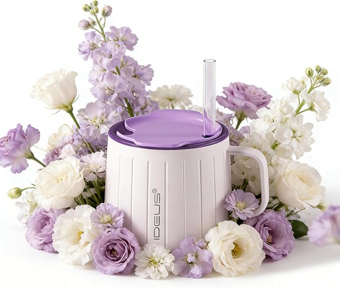 Ideus 14 oz Insulated Coffee Mug with Handle and Lid, Double Wall Stainless Steel Vacuum Thermal Coffee Mug, Travel Coffee Cup for Home and Office, Violet - Image 9