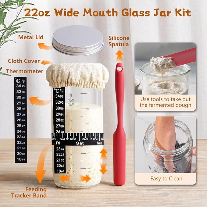 Sourdough Starter Kit-21 Piece Ultimate Bread Baking Supplies Set with Banneton Proofing Basket (9" Round & 10" Oval), Dough Jar, Bread Lame, Whisk & Tools, Complete Sourdough Kit for Beginners