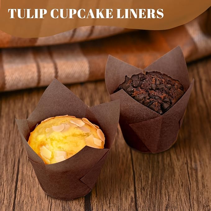 120pcs Tulip Cupcake Liners for Baking Cups, Premium Muffin Liners Holders | Food Graded Parchment Paper Muffin Liners Holders, Standard Greaseproof Cupcake Wrappers for Party, Christmas - Image 2