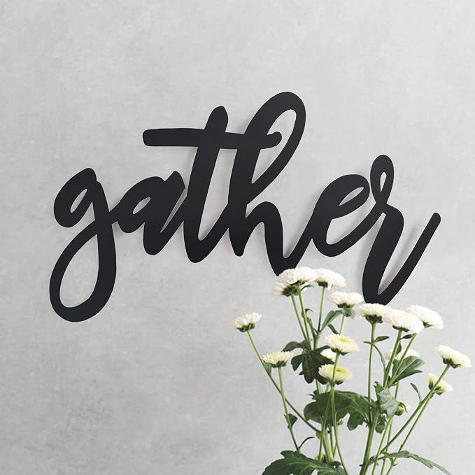10 o'clock Gather Black Metal Wall Word Sign inch by 15.75"x10" Wall Decor • Farmhouse Decor • Family Wall Art • Decorations for Living Room Decor • Home Decor… - Image 3