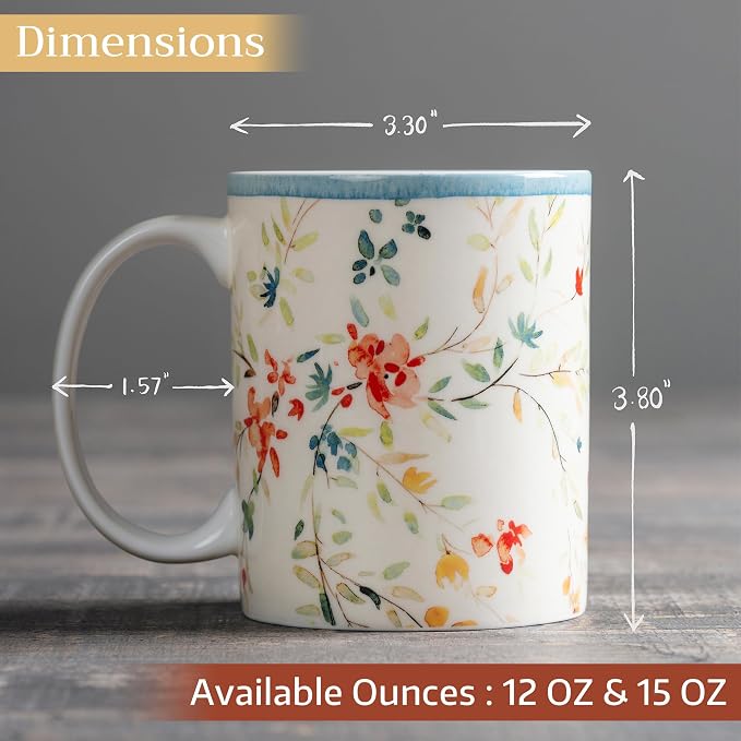 Maison d' Hermine Coffee Mug with Handles Tea Cups (15 Ounce, Pack of 1) | Fine Bone China Coffee Mugs for Hot Beverages Cappuccino Latte Home Restaurant Hotel Spring Summer -Colmar - Blue - Image 4