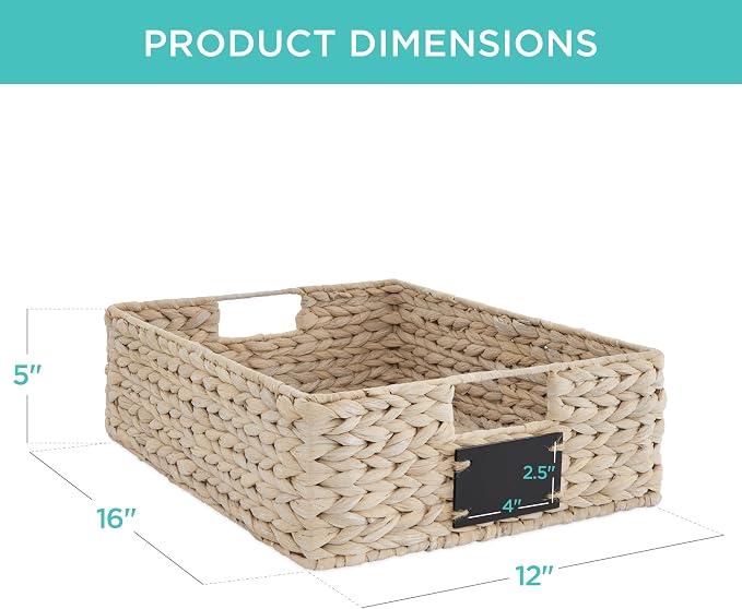 Best Choice Products Set of 4 16x12in Large Water Hyacinth Pantry Baskets, Woven Organizers w/Chalkboard Label, Chalk Marker - White - Image 7