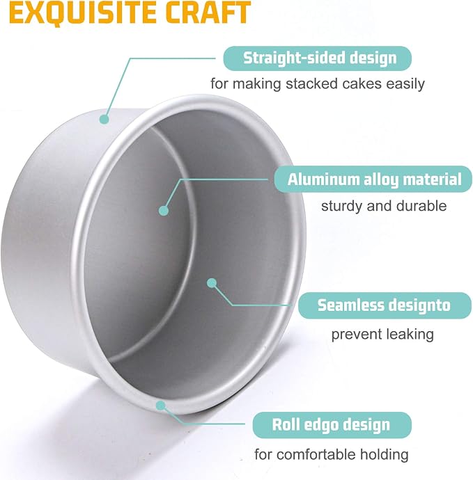 4 Inch Aluminum Round Cake Pan, 8 Pieces Non-stick Mini Cake Baking Pan - Layer Baking Round Cake Pans Set for Home Kitchen DIY Baking Tools Supplies - Image 6