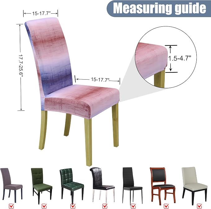 Dining Chair Covers, Stretch Seat Covers, Washable Furniture Protector | 6 Pack, Washable, Stretch Fit, Soft, Non Slip, Dining Chair Covers, Seat Protector, Furniture Protector - Image 5