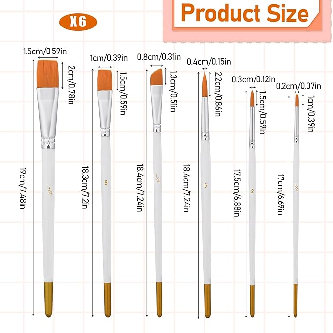 6 PCS Food Safe Paint Brushes Cake Painting Brushes Set, Food Baking Painting Brush for Cookie Decorating, Edible Color and Glitter Application, Kitchen Baking Tools