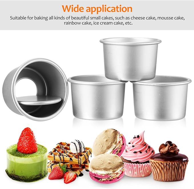 2Inch Cake Pan Set of 4, Nonstick Stainless Steel Smash Cake Pans, Round Mini Cake Pans Tin Small Size for Baking Muffin Fondant Cheesecake Mold Healthy Dishwasher Safe - Image 7