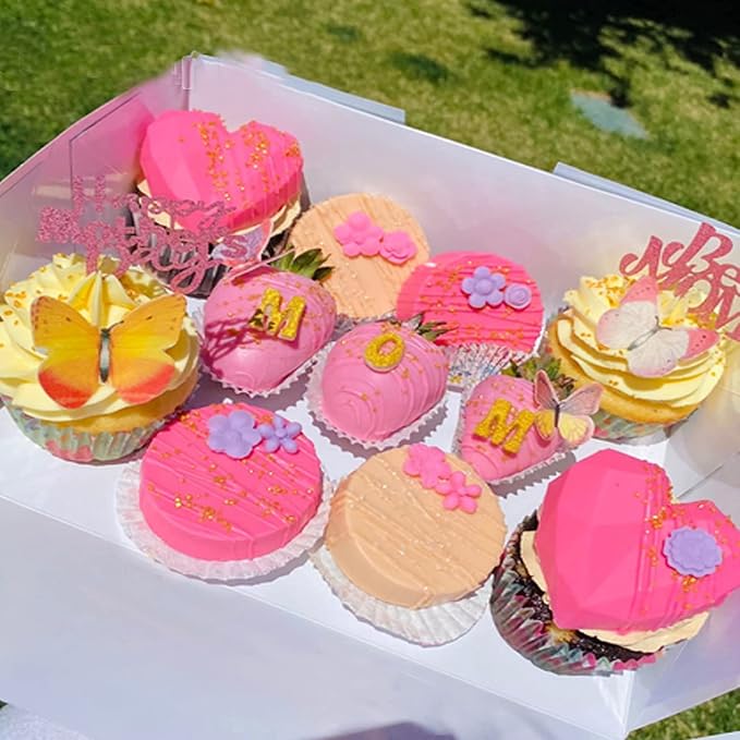 Weraru 48Pcs Edible Cake Butterfly Decoration Cake Toppers Birthday Party Cupcake Toppers Mixed Size & Colour - Image 8