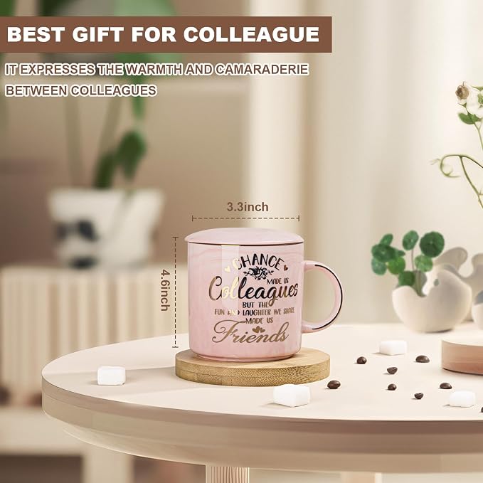 Coworker Leaving Gifts for Women, Chance Made Us Colleagues Coffee Cup, Funny Going Away Farewell Gifts for Coworkers Female, Birthday Thank You Gift, 14oz Pink Marble Gold Print Mug, Nicely Boxed | Going Away Farewell Gifts for Coworkers Female, Cowor... - Image 2