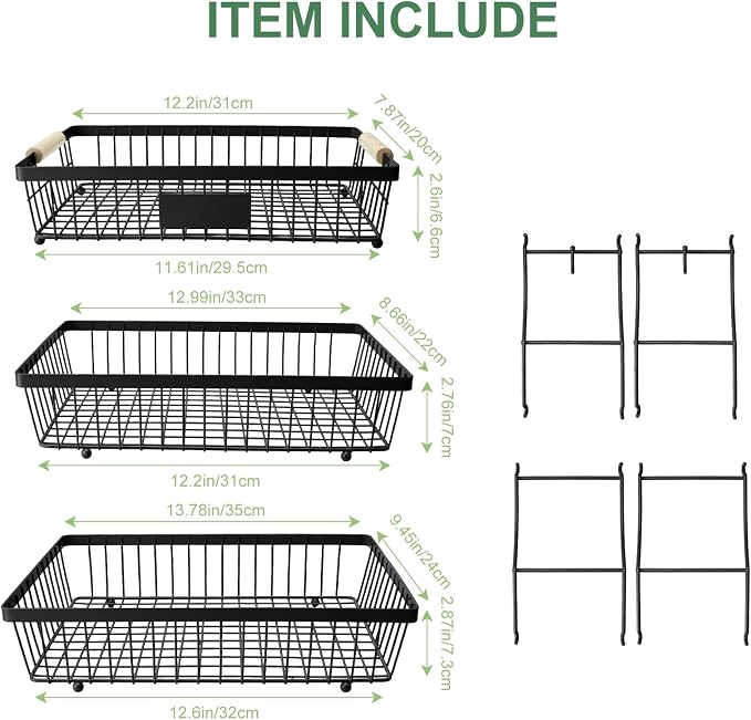 3 Tier Fruit Basket with 2 Banana Hangers, Mesh Basket Fruits Stand Produce Holder Organizer for Onion Potato Bread Snack Veggie Black - Image 2