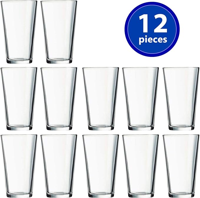 Drinking Glasses Set of 12-16 oz Glass Cups - Pint & Beer Glasses - Dishwasher Safe Water Glasses - Highball Tumblers - Image 3