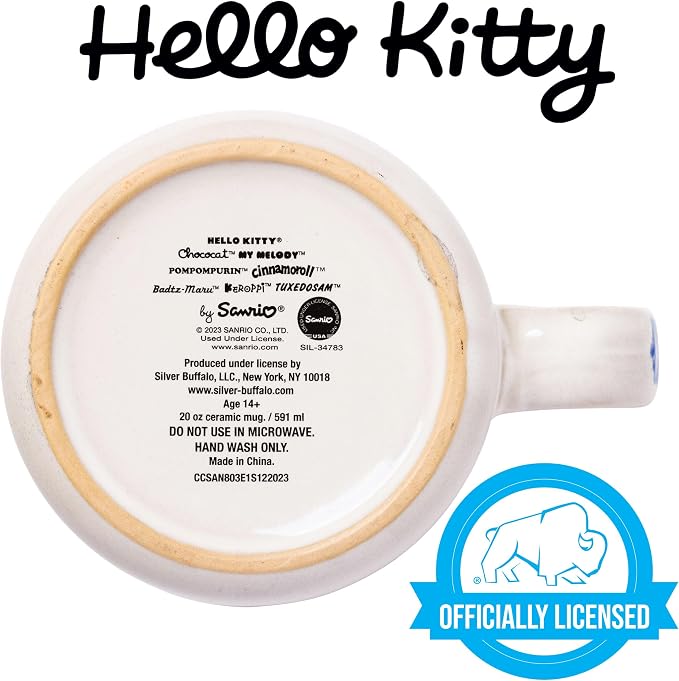 Silver Buffalo Sanrio Hello Kitty and Friends, Ceramic Camper Mug, 20oz | Chococat, Tuxedo Sam, Badtz-Maru and My Melody, Cinnamoroll Reactive Glaze, Pompompurin, Keroppi, 0.59 Liters - Image 4