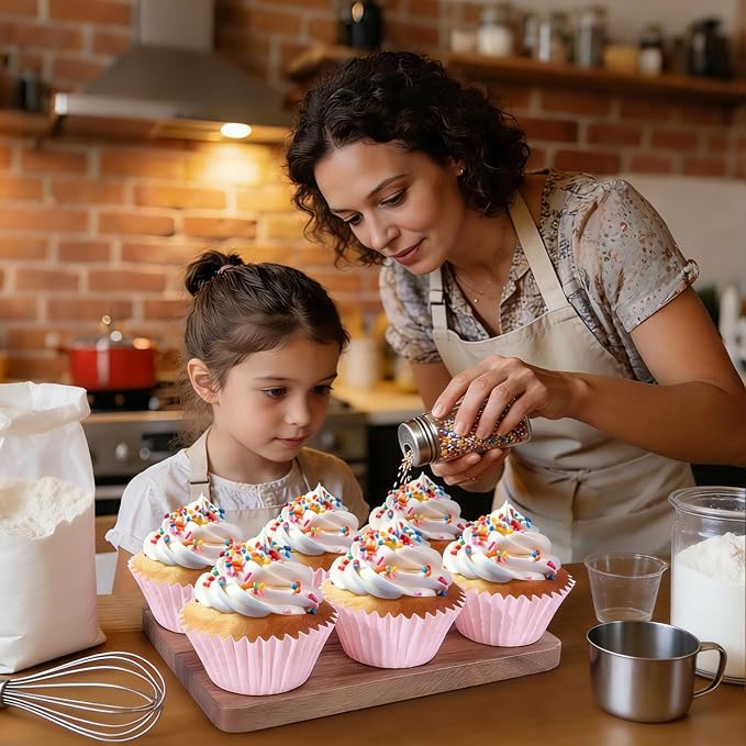 Caperci Heavy Duty Jumbo Cupcake Muffin Liners for Baking - Extra Large 100pcs Grease-Resistant Pink Paper Baking Cups, No Muffin Pan Needed, Odorless, Easily Peels (Pink) - Image 6