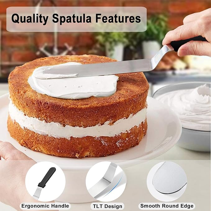 12" large Angled Icing Spatula,Lmoszuak Professional food grade stainless steel cake spatula,with Sturdy & Durable Handle Cake Spatula,Frosting smoother spatulas for cake decorating,Baking