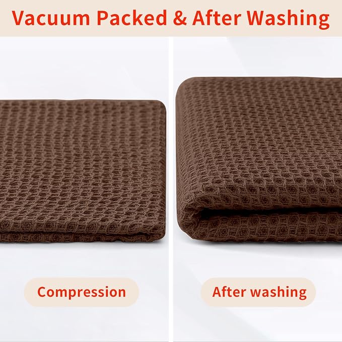 Homaxy 100% Cotton Waffle Weave Kitchen Dish Towels 24-Pack, Coffee | 13 x 28 Inches, Ultra Soft Absorbent Dish Towels, Quick Drying Cleaning Towels - Image 8