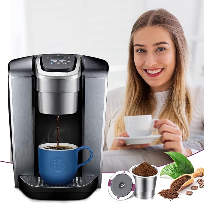 Reusable K Cups, Universal stainless steel Reusable Coffee Pods, Refillable Single K Cups for K 2.0 and 1.0 Coffee Makers