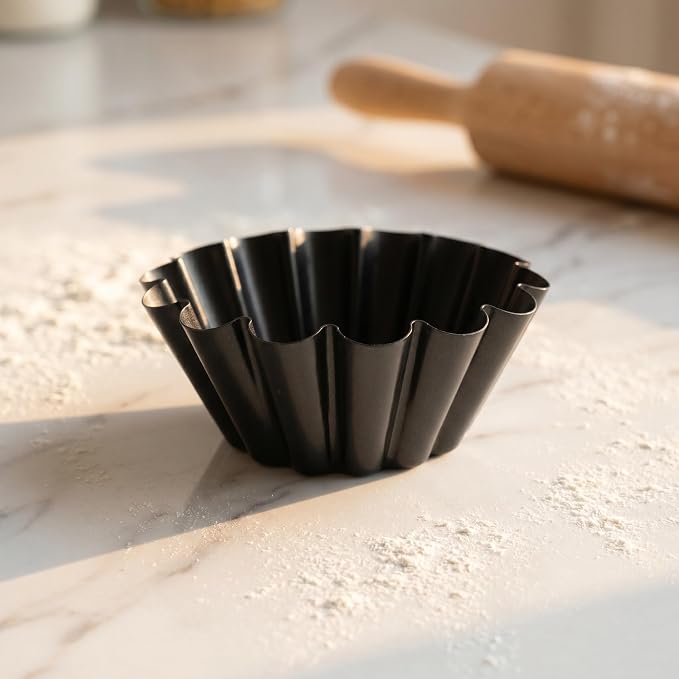 Egg Tart Molds, Non-Stick Carbon Steel Molds for Pies, Cakes, Quiche Bakeware, Reusable Pie Mould Cupcake Muffin Baking Cup 4.1 inch Top, 2.5 inch - Image 4