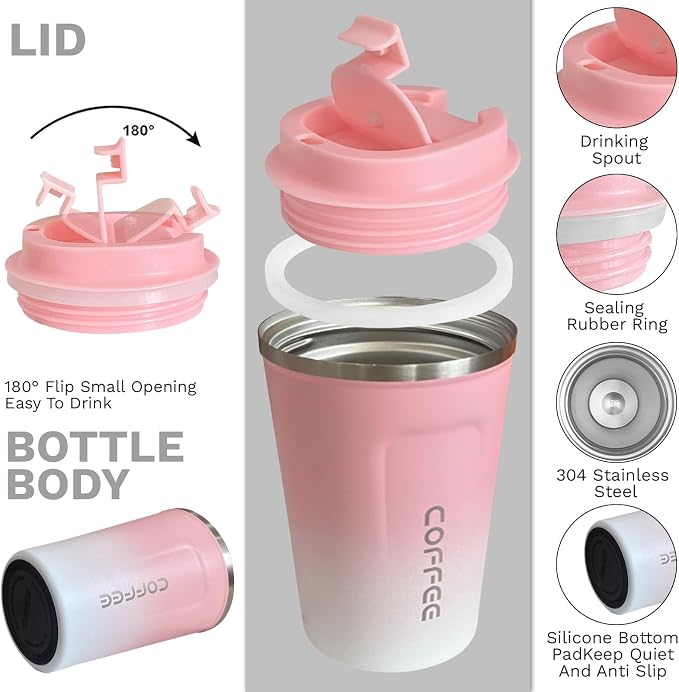 Insulated Travel Coffee Mug, Stainless Steel Coffee Cup with Leakproof Lid | Double-wall insulation keeps drinks hot or cold for hours, with a leakproof lid and portable stainless steel design - Image 2