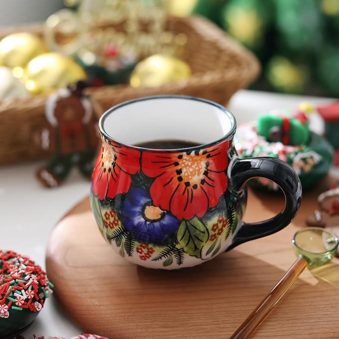 ALMA 12oz Handmade Floral Ceramic Coffee Cup | Microwave & Dishwasher Safe, Ideal for Morning Coffee Tea, Home Kitchen Dining Room Display, For Home Makers & Women - Image 7