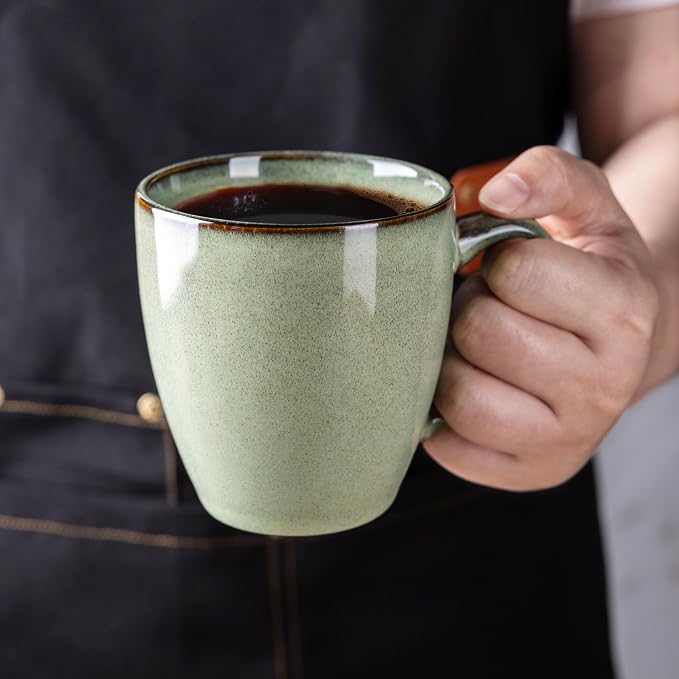 GBhome Ceramic Coffee Mugs Set of 4, 12oz Stoneware Coffee Mugs Set For Dad Mom Women MEN, Light Weight Ceramic Coffee Cups for Latte/Tea/Beer/Hot Cocoa, Dishwasher & Microwave Safe, Pastel Green - Image 4