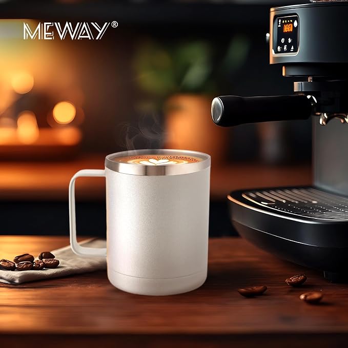 MEWAY 12oz Coffee Mug With Handle 8 Pack Bulk,Stainless Steel Insulated Travel Tumblers With Sliding Lid,Double Wall Vacuum Camping Cup for Hot & Cold Drinks Tea (Multicolor,Set of 8) - Image 7