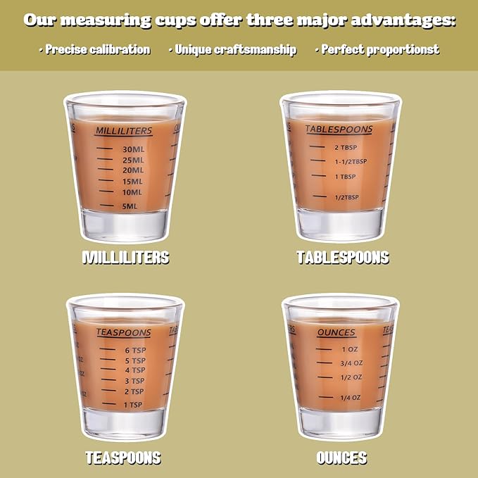Shot Glass Measuring Cup，Espresso Shot Glass 26-Incremental Measurement 1oz, 2 Tbs, 6 Tsp, 30ml，Kitchen Tools，Bar Bartender Accessories, Jigger for Bartending (2 Pack-Black)