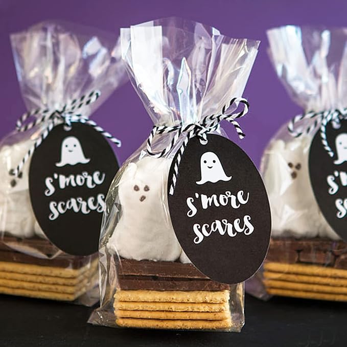 Morepack Gusseted Flat Bottom Cellophane Bags 4x2x8 In 50Pcs | Smore Bags with Paper Insert - Image 5