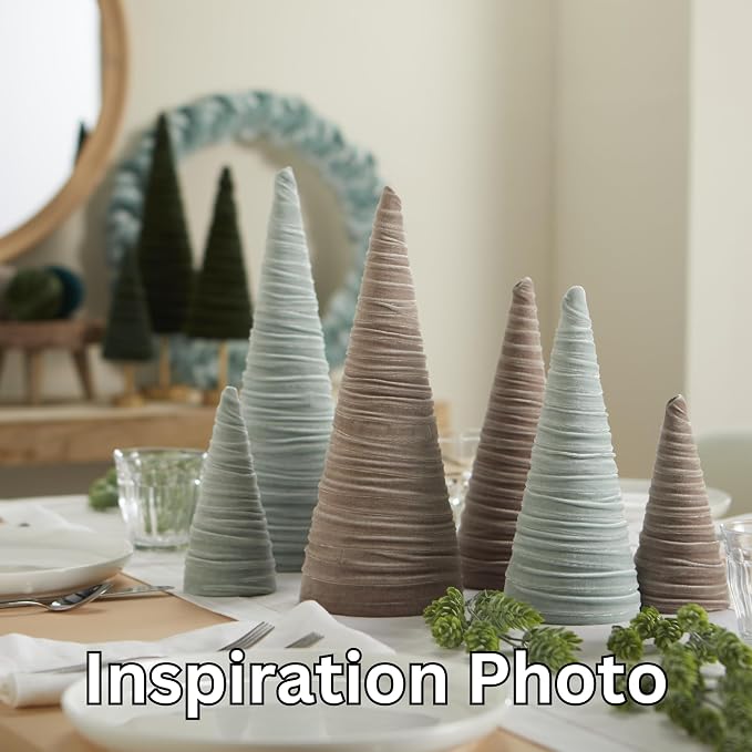 Your Heart's Content Taupe Velvet Trees Set of 3, Winter Mantel Décor, Valentine Tree tablescape, Handcrafted Holiday Centerpiece, Made in USA Modern Farmhouse, Cozy Gift for (Taupe) - Image 6