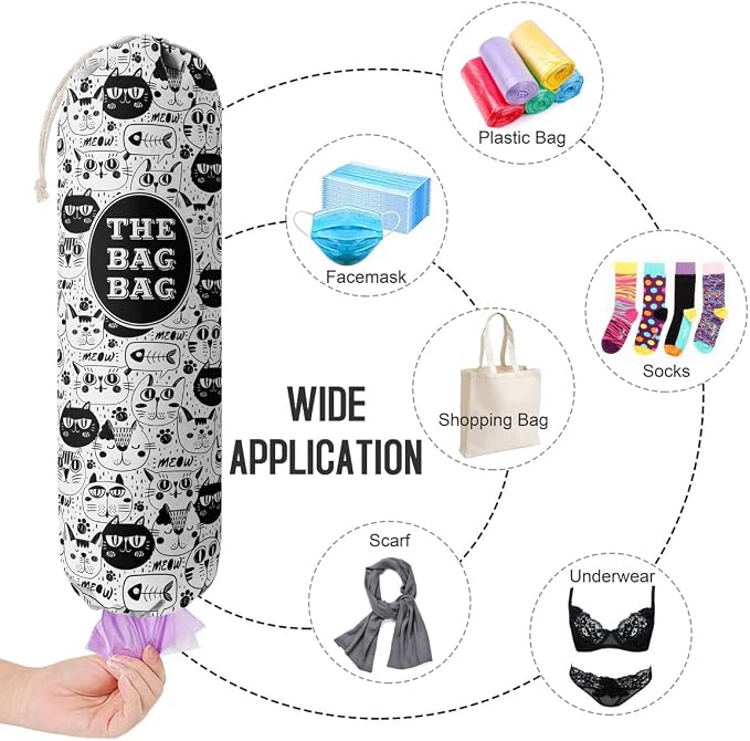 Grocery Bags Holder Organizer - Wall Mount Plastic Bags Storage Container Dispensers, Pet Lovers Home Kitchen Essentials - Image 4