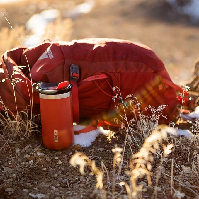 WACACO Octaroma Lungo Vacuum Insulated Coffee Mug, Double-wall Stainless Steel Travel Tumbler With Drinking Lid, 10 fl oz(300ml)， Carmine Red - Image 4