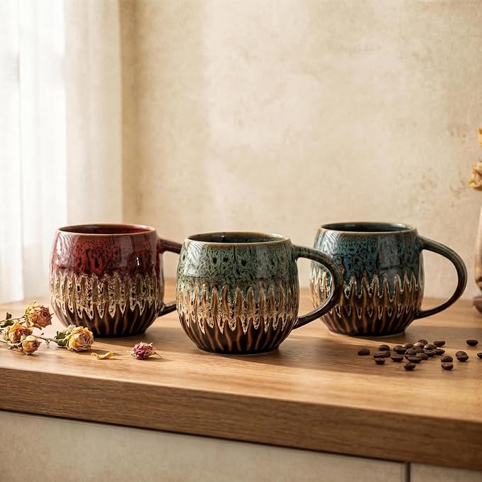 20oz Large Ceramic Coffee Mug, Red/Yellow/Blue/Green, Set of 4 | Large Tea Mug, Microwave Safe, Dishwasher Safe - Image 5
