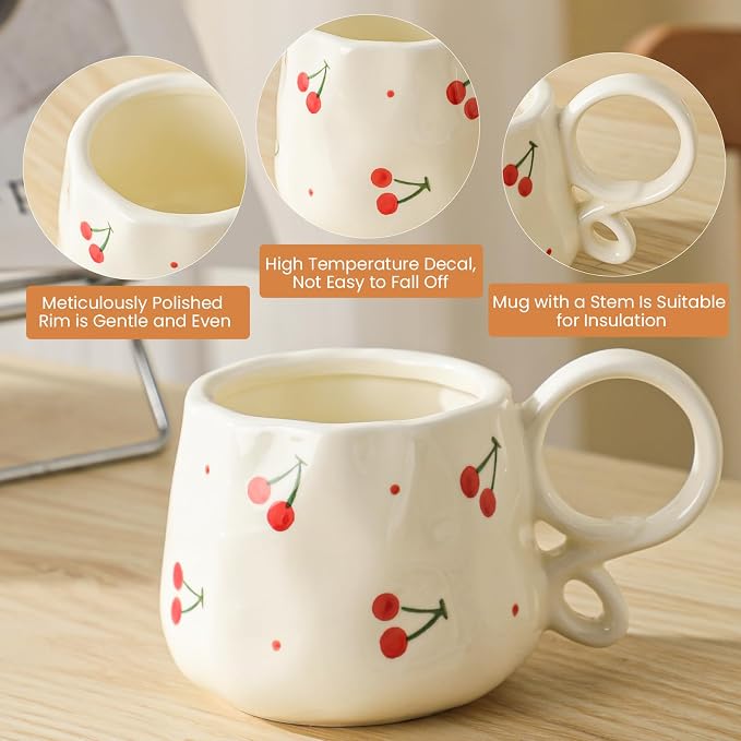 Ceramic Cute Mug For Women,Pretty Coffee Mug,9 oz,Nnique Espresso Mug.Hand-Painted Tea Cup for Women - Image 5