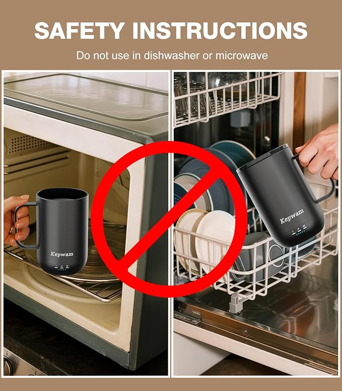 Kepwam Self-Heating Coffee Mug T1, 16oz Rechargeable Heated Coffee Mug, Smart Coffee Warmer Mug with App-Controlled,Advanced Temperature-Controlled Heating Coffee Gifts for Women Men Coffee Lover - Image 8