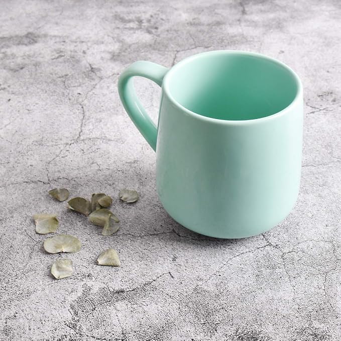 Bosmarlin Glossy Ceramic Coffee Mugs Set of 2, Tea Cup for Office and Home, 18 oz, Suitable for Dishwasher and Microwave(Mint Green, 2) - Image 2