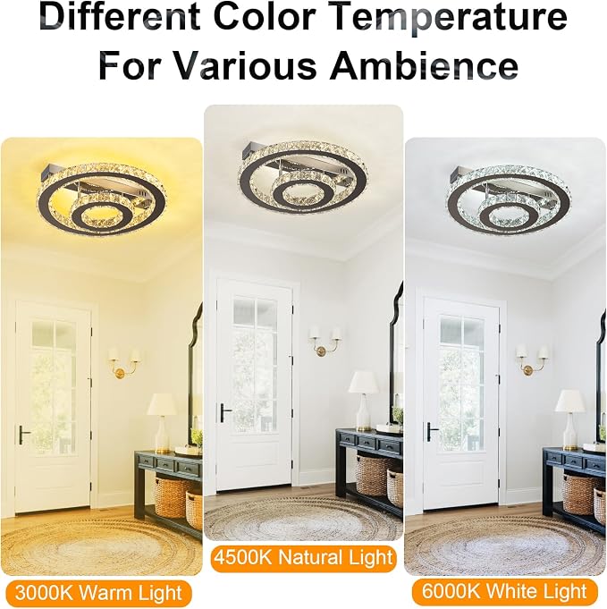 Crystal LED Ceiling Light Chandelier, Modern Semi Flush Mount Lighting Fixture Ceiling Lamp for Living Room, Dining Room, Bedroom, Kitchen Island, Entryway - Image 6