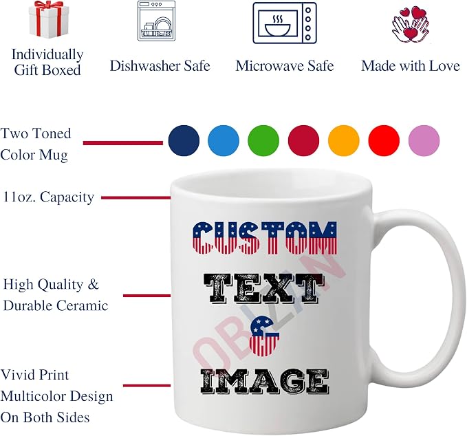 Personalized Coffee Mug – Custom Mug with Photo, Text or Logo | Customized 11oz Ceramic Cup | Personalized Gifts for Men & Women | Birthday, Christmas, Holiday Gift | White - Image 4