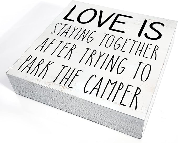 Love is Staying Together Camper Wood Box Sign Home Decor Rustic Camping Wooden Box Sign Block Plaque Wall Desk Decoration - Image 3
