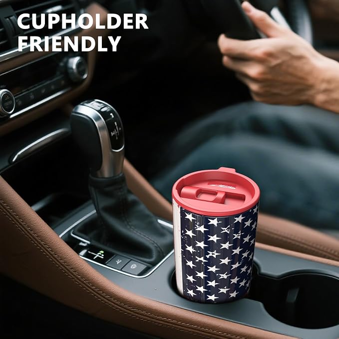 TILUCK 20 oz Insulated Coffee Tumbler with BPA-Free Lid | Travel Coffee Mug, Dishwasher Safe, Cup Holder Friendly, Double-Wall Vacuum Insulation for Hot & Cold Drinks, RedFlag - Image 4