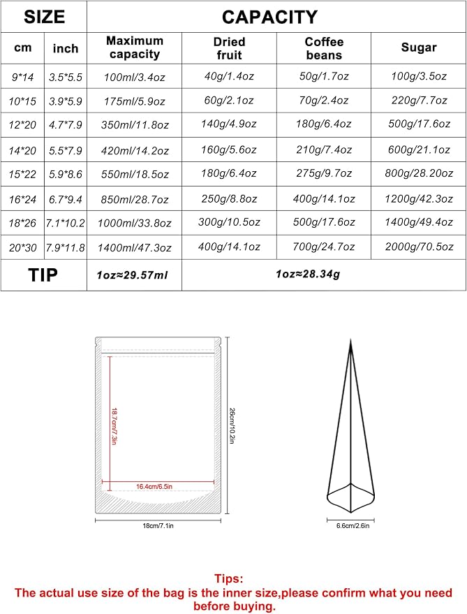FireKylin 100 PCS Stand Up Pouches,7.1" x 10.2" Paper Bags With Window Clear Front Pouches Resealable Zipper Food Storage White - Image 2