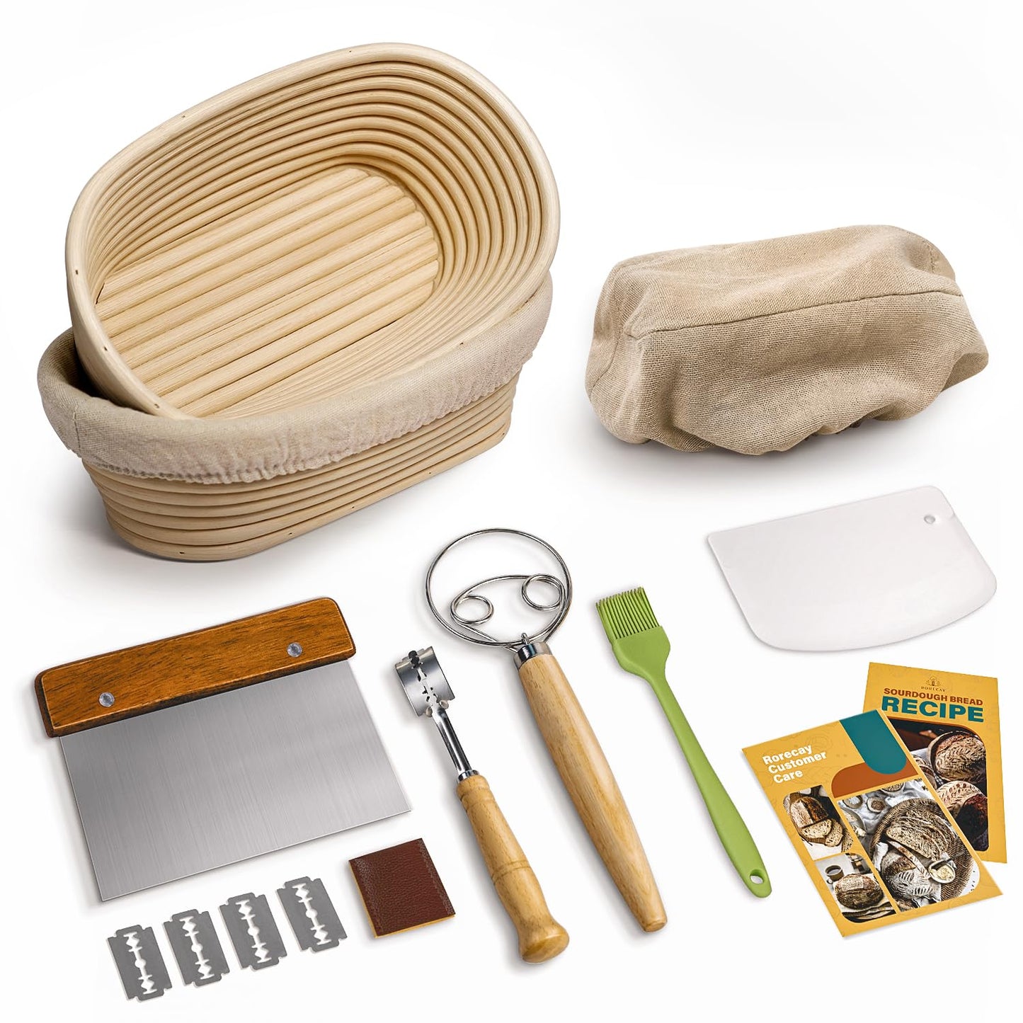 Complete Sourdough Bread Baking Kit with Banneton Basket & Starter Jar