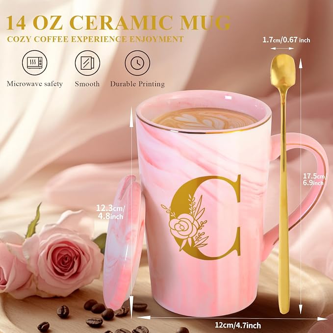 Personalized Ceramic Coffee Mug with Lid Tea Cup Girlfriend Gf Gifts Future Mrs Her Women Boyfriend 1 One Year Anniversary Meaningful Cute Romantic Christmas Xmas First Valentines I Love You More,C - Image 4