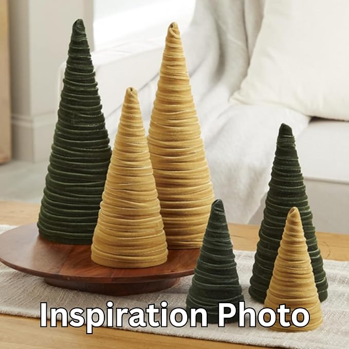 Your Heart's Content Olive Green Velvet Trees Set of 3, Woodland Nursery Bookshelf, Modern Valentine Tabletop, Holiday Dining Table, Elegant Mantel Décor, Handcrafted Gift for (Olive) - Image 6
