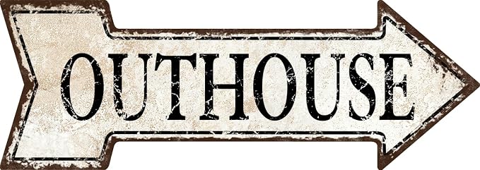 Mukuko Outhouse Arrow Tin Metal Sign 6" x 18" | Funny, Restaurant Pub or Bar Wall Decor by Mukuko