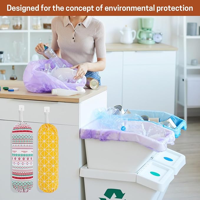 SWISSELITE 2Pcs Plastic Bag Holder, Reusable Plastic Bag Organizer | Wall Mount, Large Grocery Bag Storage Dispenser, 22x9 IN - Image 6