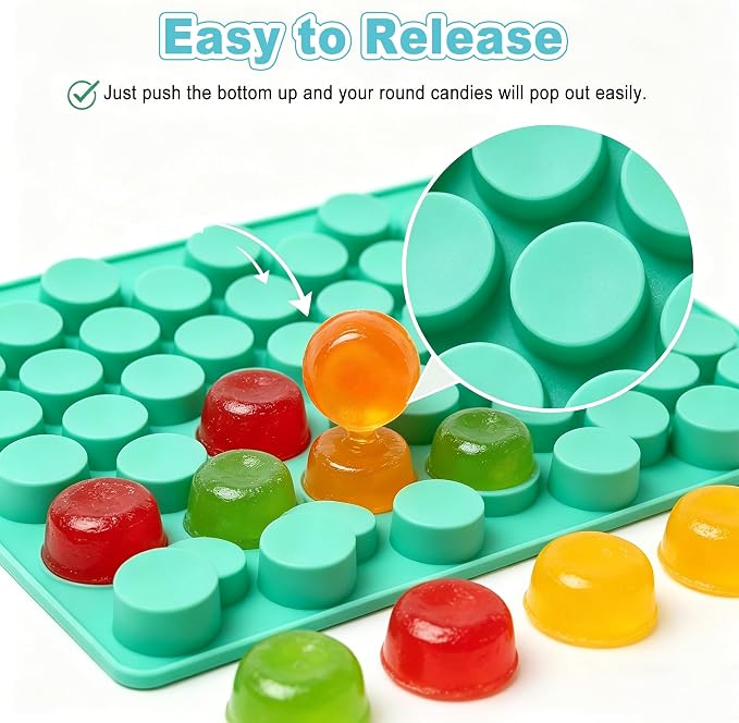 3pcs Round Candy Molds Silicone Molds for Hard Candy, Gummy, Caramels, Chocolate, Ganache, Ice Cubes, 220 Cavity - Image 4