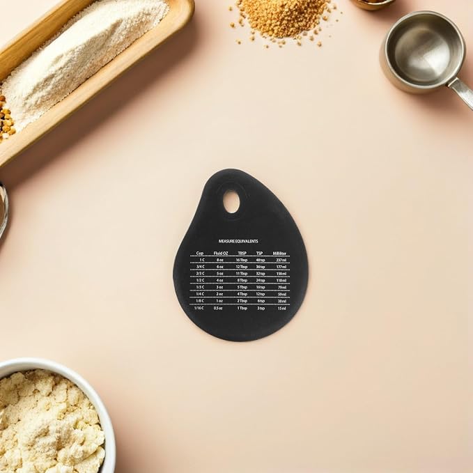 4pcs Black Silicone Baking Cutter Tool with Precise Measurement and Pastry Shaping Features Includes Kitchen Measurement Conversion Chart for Accurate Baking Preparation - Image 5